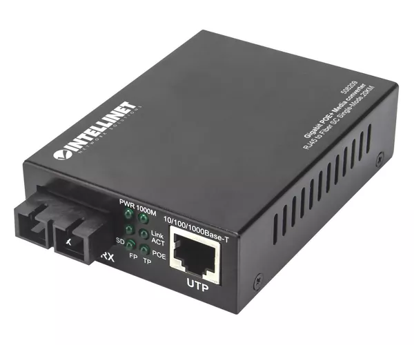 Intellinet Gigabit PoE+ Medienkonverter, 1000Base-T RJ45-Port