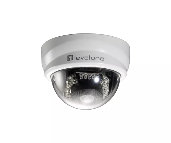 LevelOne Fixed Dome IP Network Camera, 2-Megapixel, 802.3af PoE, IR LEDs