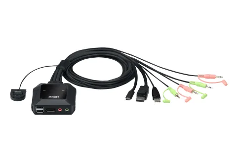 ATEN 2-Port USB-C-DisplayPort-Kabel KVM Switch