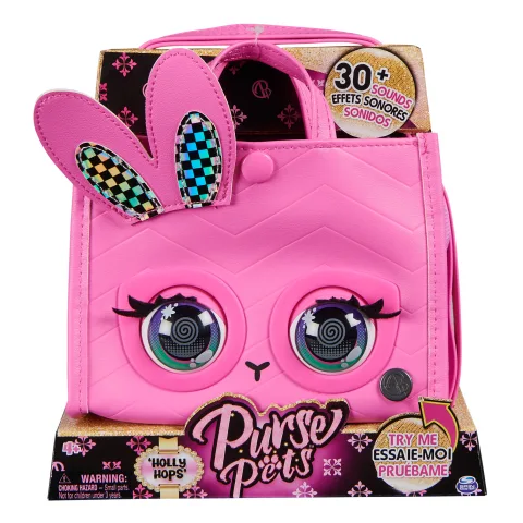 Spin Master Purse Pets, Holly Hops Bunny Tote Bag Interactive Pet Toy and