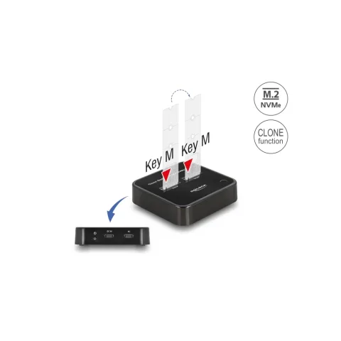 DELOCK Dokkolóállomás 2db. M.2 NVMe PCIe SSD-hez klón funkcióval