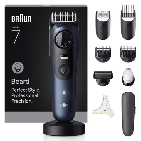Braun BeardTrimmer 7 BT7540 beard trimmer Battery 40 2 cm Wet & Dry Black, Blue