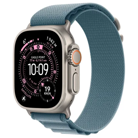 Apple Watch Ultra 3 GPS + Cellular 49 mm Titane Naturel Boucle Alpine Bleu Clair M