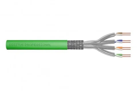 CAT 8.2 S-FTP install. cable, 2000 MHz, AWG 22/1 Dca, 50 m, ring, simplex, green