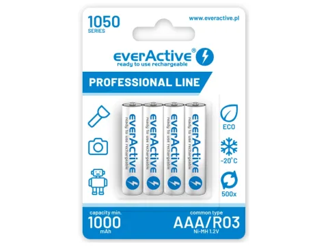 Rechargeable batteries everActive Ni-MH R03 AAA 1050 mAh Professional Line