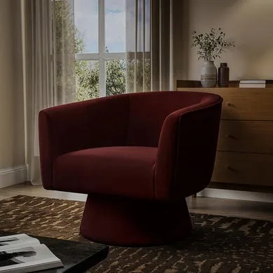 Burnt Orange Velvet Swivel Accent Chair - Cairo