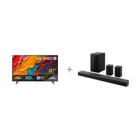 LG 75" QNED 7E – 4K TV (2025) + LG S70TR 5.1.1 Soundbar Dolby Atmos -tuotepaketti