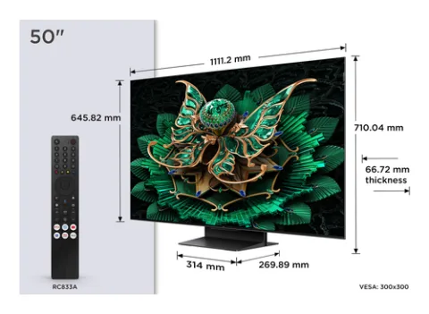TCL 50C7K TV 127 cm (50") 4K Ultra HD Smart TV Wi-Fi Metallic 2000 cd/m²
