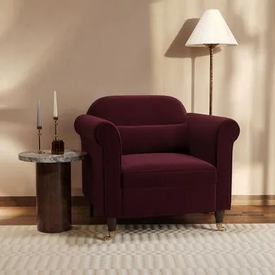Burgundy Velvet Traditional Armchair - Ramona