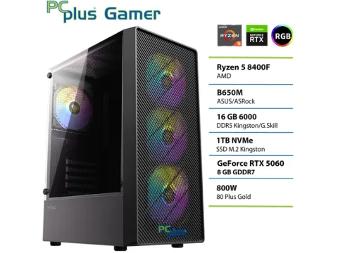 PCPLUS gaming namizni računalnik Ryzen 5 8400F/16GB/SSD 1TB/RTX 5060 8GB/148339