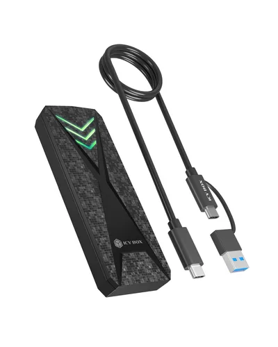 ICY BOX M.2 NVMe SSD enclosure with USB 3.2 Gen 2 Type-C and RGB light