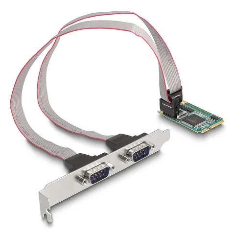 DeLock Carte ContrÃ´leur Mini PCI-Express vers 2 ports RS-232 D-Sub