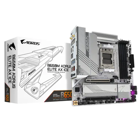 GIGABYTE B650M AORUS ELITE AX ICE Motherboard - AMD Ryzen 9000 Series