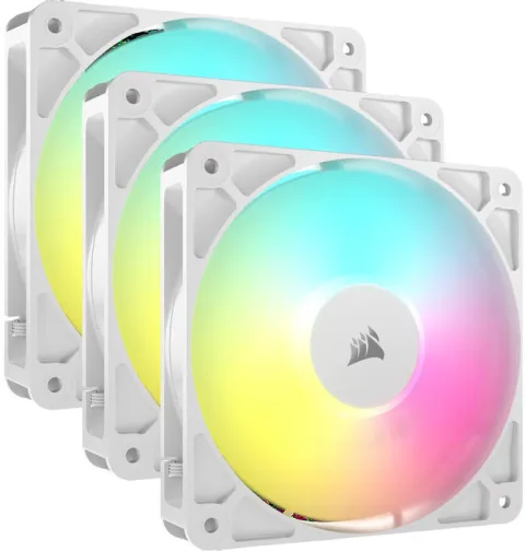 Ventoinha Corsair RS120-R ARGB Reverse PWM Branca 120mm (Pack 3)