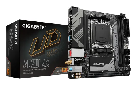 GIGABYTE A620I AX Motherboard - Supports AMD Ryzen 8000 CPUs, 5+2+1