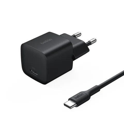 Belkin BoostCharge Chargeur secteur USB-C (25 W) + Câble USB-C vers USB-C - Noir