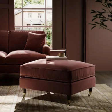 Merlot Red Chenille Footstool - Payton