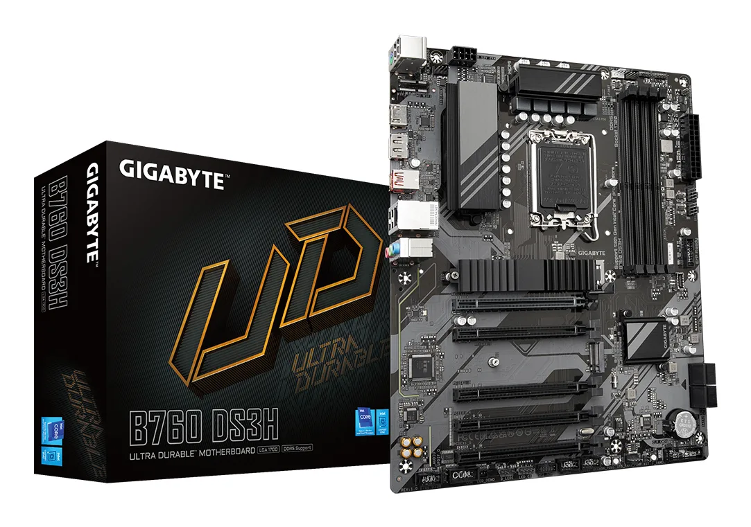 GIGABYTE B760 DS3H Motherboard - Supports Intel Core 14th Gen CPUs, 8+2+1