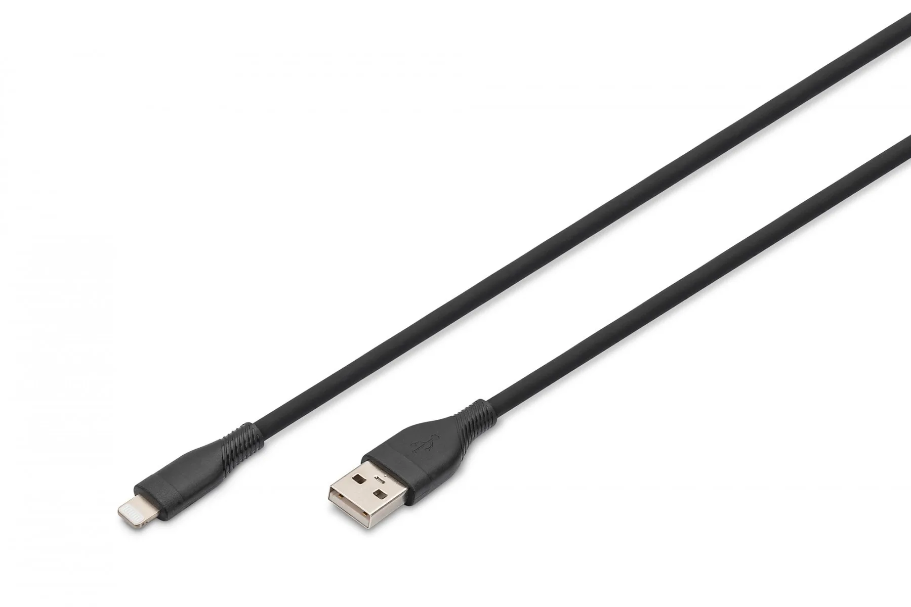 Cablu de alimentare din silicon USB-A la Lightning, USB 2.0 12W, MFI, 1m negru