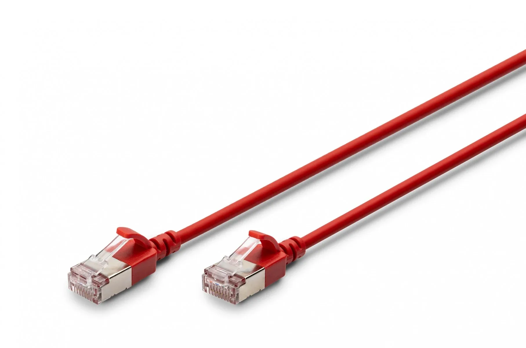 Cablaj patch slim RJ45-RJ45, Cat. 6A, F/FTP, AWG 32/7, LSOH, 0.3 m, roșu