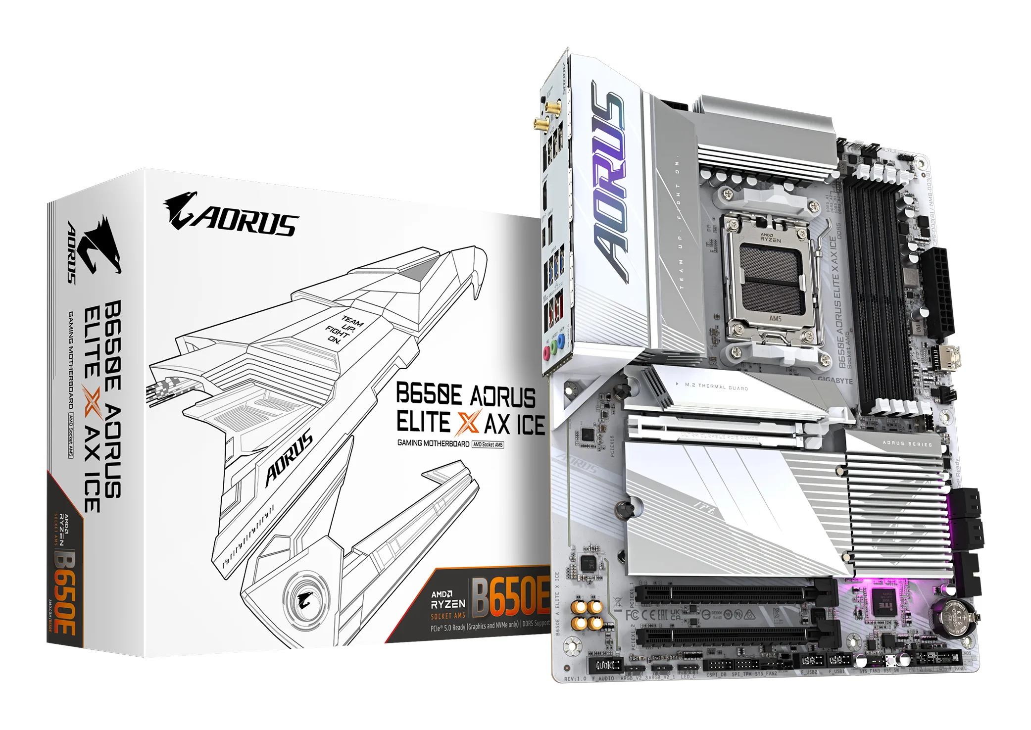 GIGABYTE B650E AORUS ELITE X AX ICE Motherboard - AMD Ryzen 9000 Series