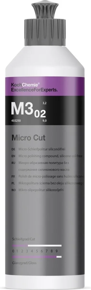 Koch-Chemie Micro Cut M3.02 — antihologrammu pulēšanas pasta, 250 ml