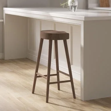 ONLY OPENED - Walnut Solid Oak Kitchen Counter Stool- Rayne