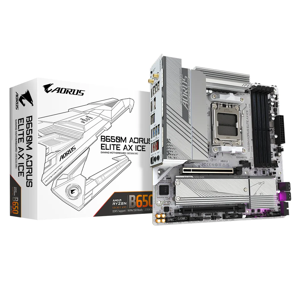 GIGABYTE B650M AORUS ELITE AX ICE Motherboard - AMD Ryzen 9000 Series